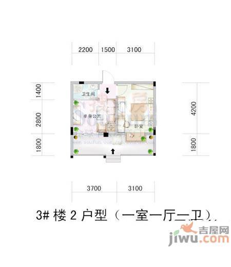 水岸菁华2室2厅1卫85.4㎡户型图