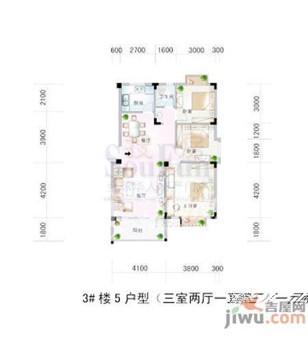 水岸菁华3室2厅2卫106㎡户型图