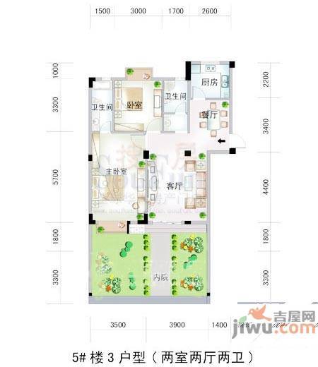 水岸菁华3室2厅2卫106㎡户型图