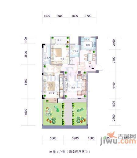 水岸菁华3室2厅2卫106㎡户型图