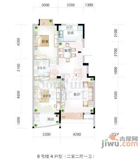 水岸菁华3室2厅2卫106㎡户型图