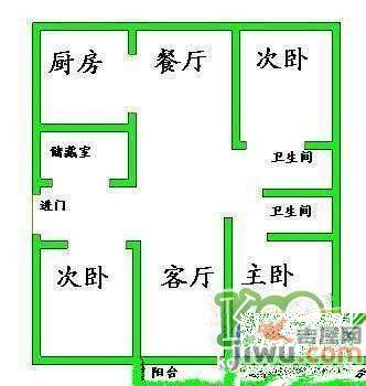 江中花园2室2厅1卫89㎡户型图