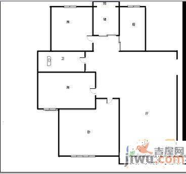 江中花园2室2厅1卫89㎡户型图