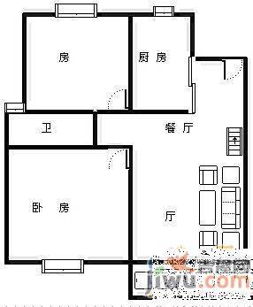 江中花园2室2厅1卫89㎡户型图