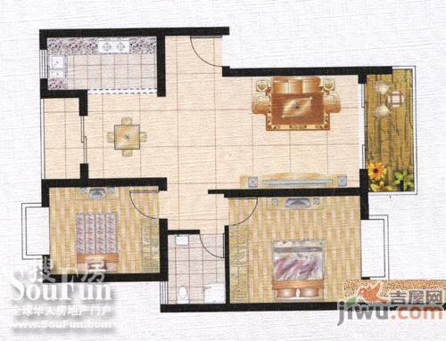 天骥俊园2室2厅1卫88.3㎡户型图