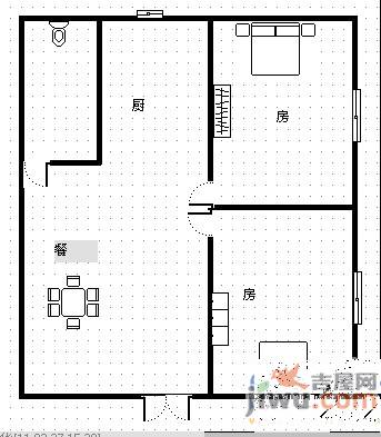 铁路八村2室1厅1卫53㎡户型图