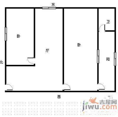 铁路八村2室1厅1卫53㎡户型图