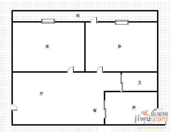 付家坡2室1厅1卫46㎡户型图