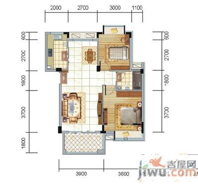 西上渝亭3室2厅2卫120㎡户型图