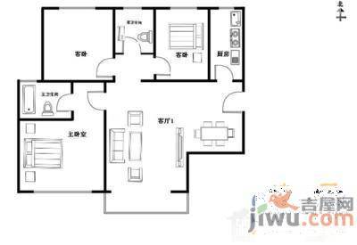 朱紫巷2室1厅1卫50㎡户型图