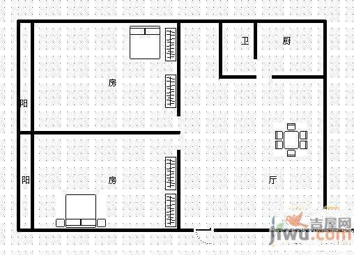 南城仓3室1厅1卫73㎡户型图