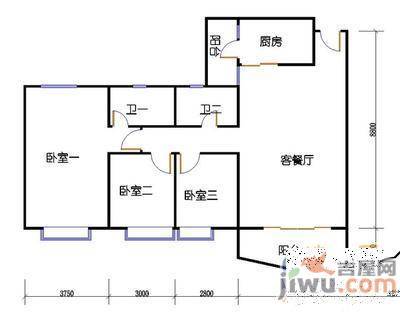 阳明锦城2室2厅1卫户型图