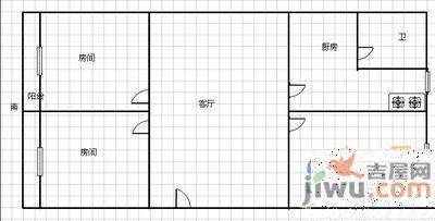 汤家园3室2厅1卫90㎡户型图