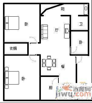 船山路3室1厅1卫103㎡户型图