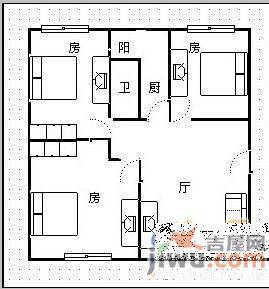 船山路3室1厅1卫103㎡户型图