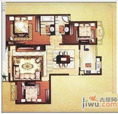 翰园小区3室2厅1卫150㎡户型图