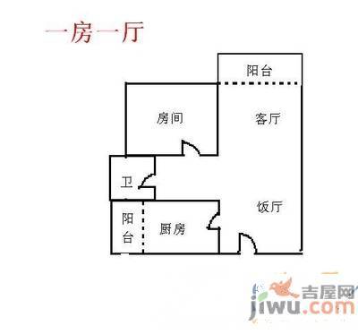 迎宾北大道江联南区1室1厅1卫73㎡户型图