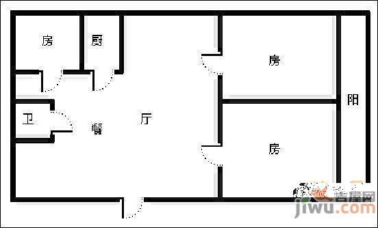 老贡院2室1厅1卫54㎡户型图