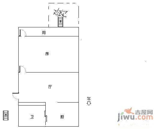 老贡院2室1厅1卫54㎡户型图