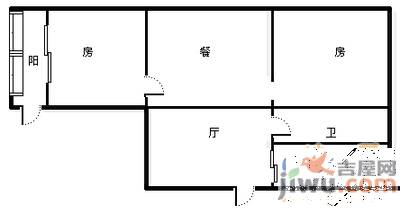 老贡院2室1厅1卫54㎡户型图