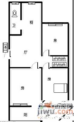 老贡院2室1厅1卫54㎡户型图