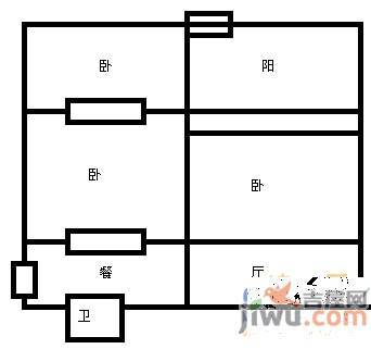 北京东路安装公司宿舍2室1厅1卫67㎡户型图