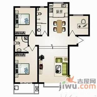 新城国际花都二期3室2厅1卫97㎡户型图