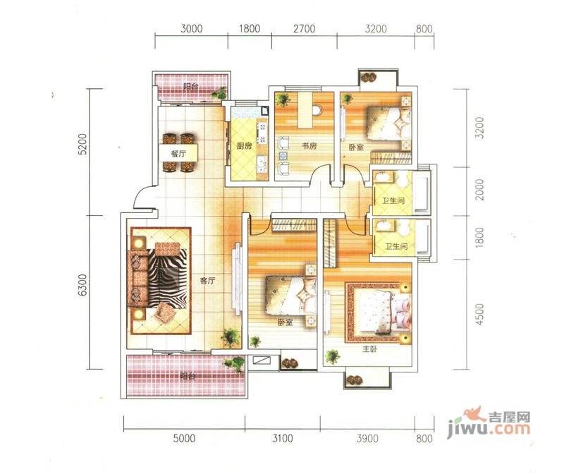 桑海春天4室2厅2卫142.7㎡户型图