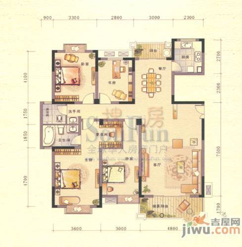 联泰香域滨江4室2厅2卫159.8㎡户型图