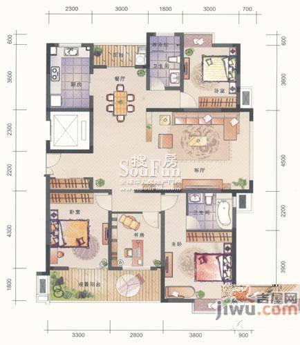 联泰香域滨江4室2厅2卫161㎡户型图