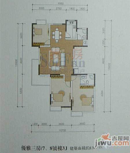 天奥经纬府邸3室2厅2卫129㎡户型图