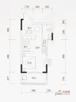 悦铂宫1室1厅1卫42.7㎡户型图