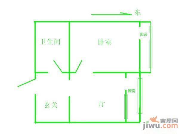 罗马象湖壹号1室1厅1卫户型图