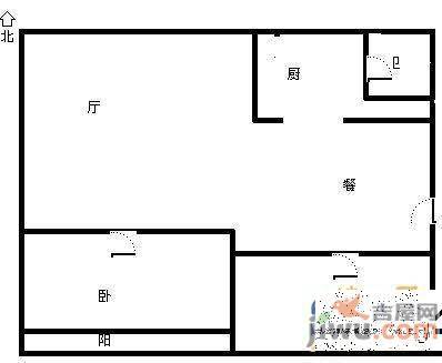 恒茂瑞都新苑1室1厅1卫53㎡户型图