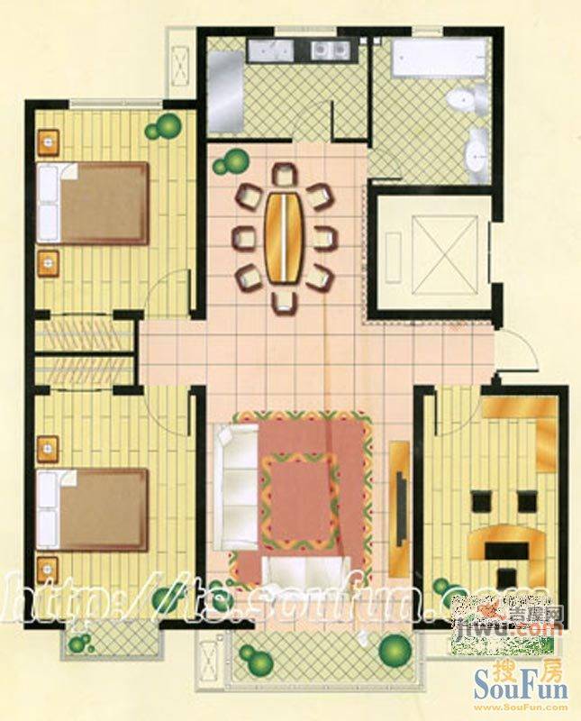 鼎盛花园3室2厅1卫127.3㎡户型图