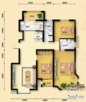 金岸世铭3室2厅2卫124.9㎡户型图