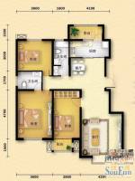 金岸世铭3室2厅2卫120.3㎡户型图