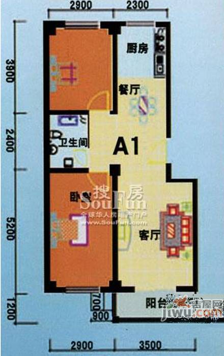 祥和家园2室2厅1卫79.4㎡户型图