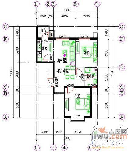 紫御山庄2室2厅1卫户型图