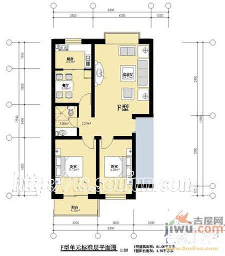 恒益馨苑3室2厅1卫100.1㎡户型图