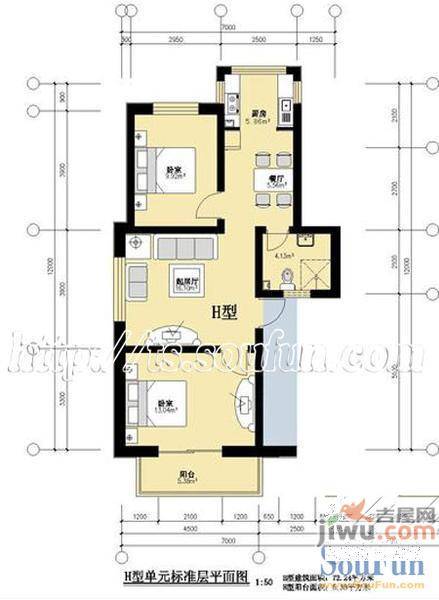 恒益馨苑3室2厅1卫100.1㎡户型图