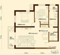 御景名苑2室2厅1卫100.8㎡户型图