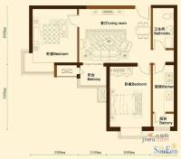 御景名苑2室2厅1卫79.4㎡户型图