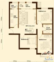 御景名苑3室2厅1卫103.1㎡户型图