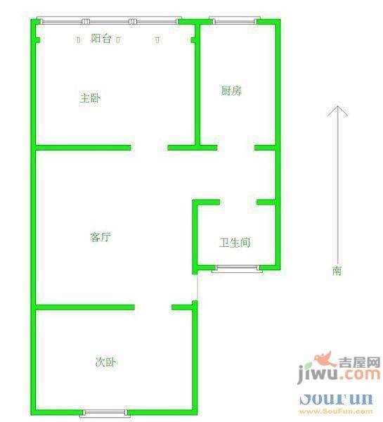 河茵北里2室1厅1卫户型图