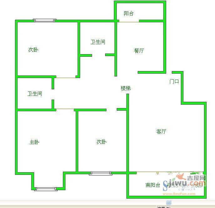 金色家园3室2厅2卫户型图