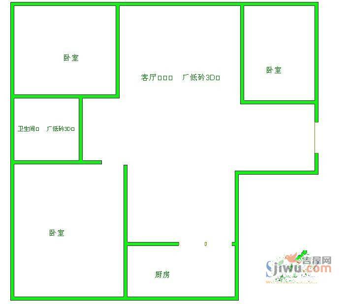 金色家园3室2厅2卫户型图