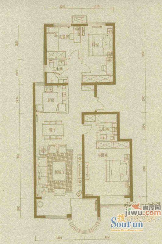 鹭港小区3室2厅2卫户型图