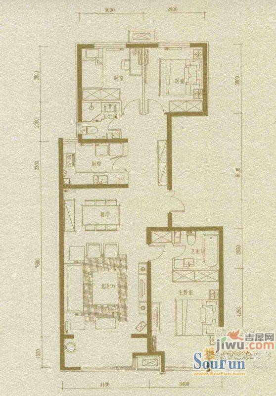 鹭港小区3室2厅2卫户型图