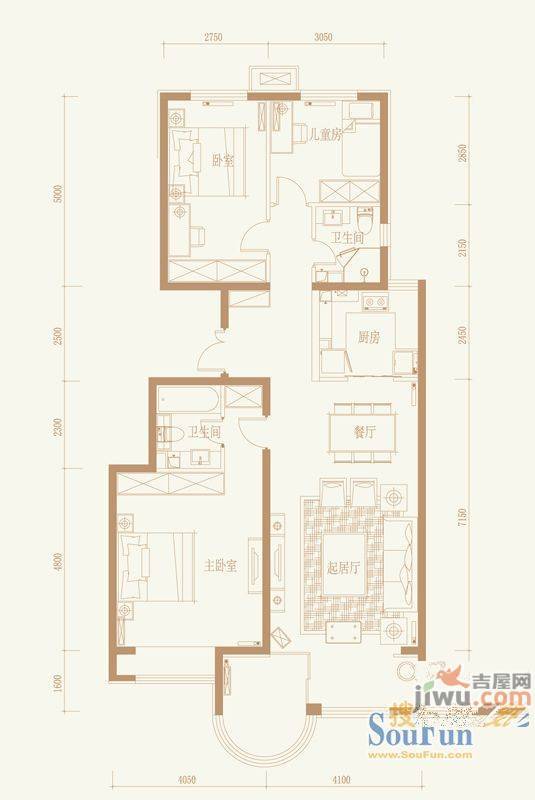 鹭港小区3室2厅2卫户型图